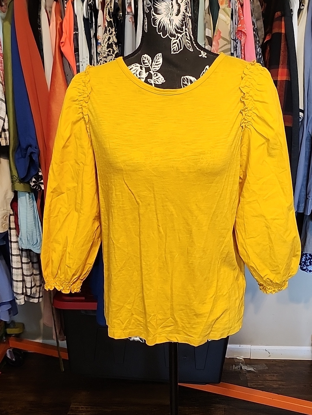 Banana Republic Yellow Puff-Sleeve Tunic Top